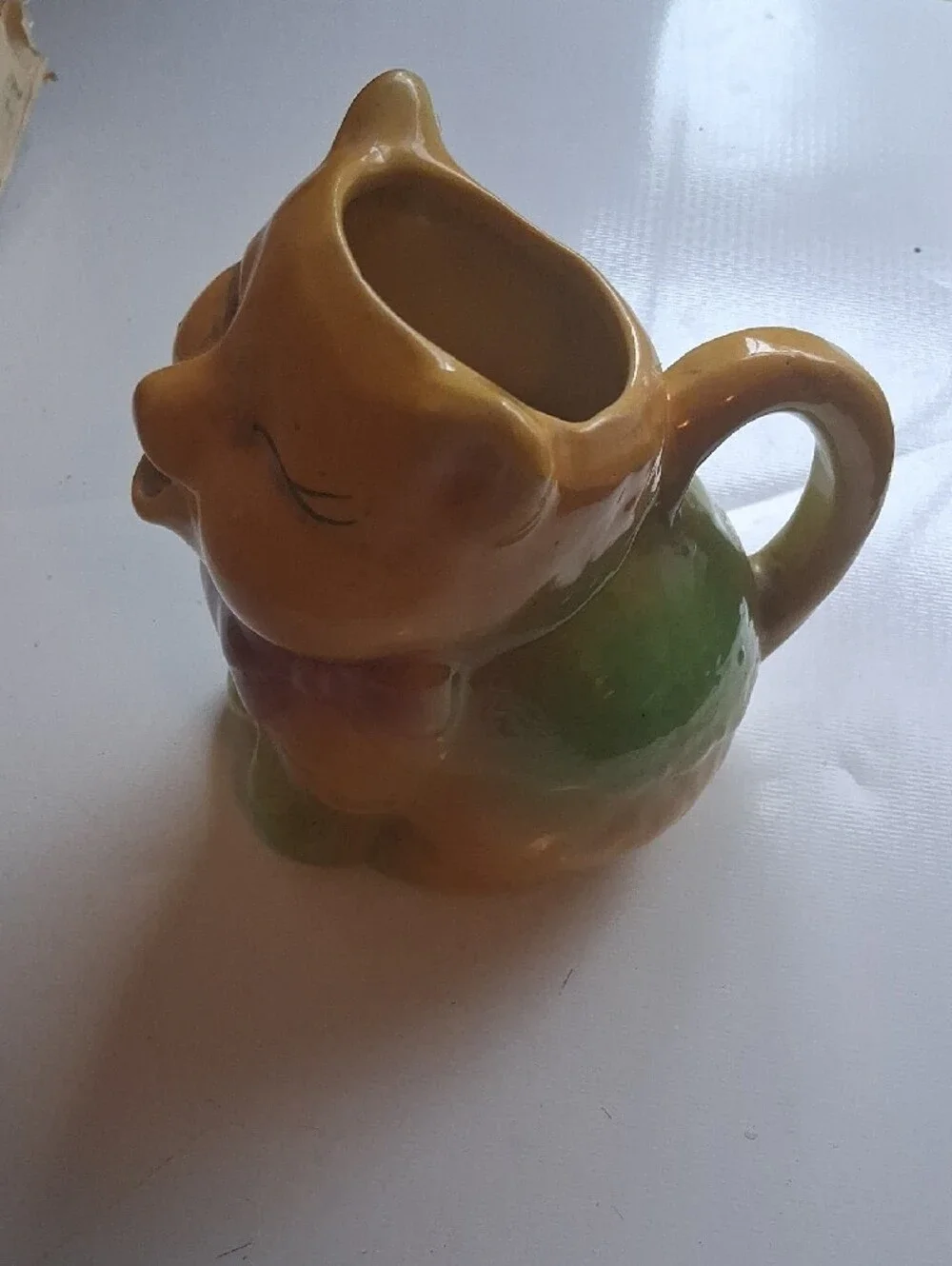 Ceramic Yellow Cat Figurine Planter